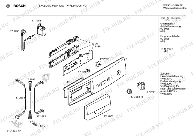 Схема №3 WFL2480 EXKLUSIV MAXX 1200 с изображением Панель управления для стиралки Bosch 00360934