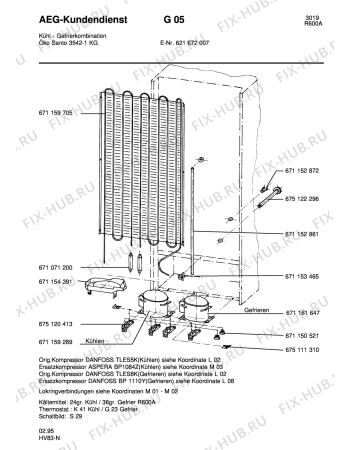 Взрыв-схема холодильника Aeg S3542 KG - Схема узла Refrigerator cooling system