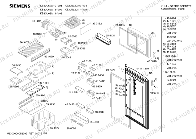 Схема №3 KS30U620FF с изображением Дверь для холодильной камеры Siemens 00219996