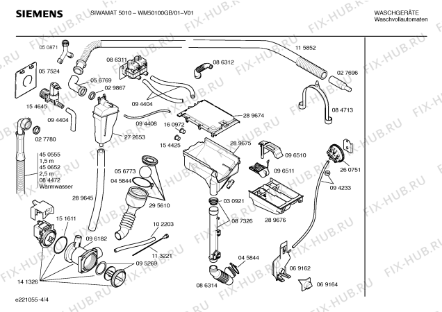 Схема №4 WM50100FG, SIWAMAT C8 с изображением Ручка для стиралки Siemens 00262014
