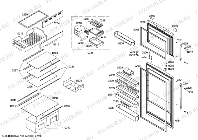 Схема №3 P1KNT4020B с изображением Дверь для холодильной камеры Bosch 00248957