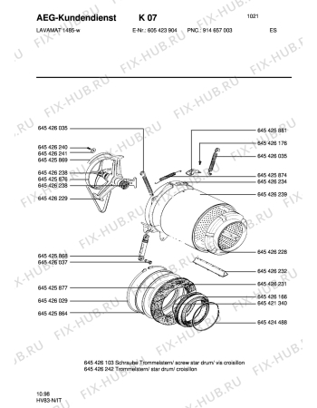 Взрыв-схема стиральной машины Aeg LAV1485 - Схема узла Tub and drum