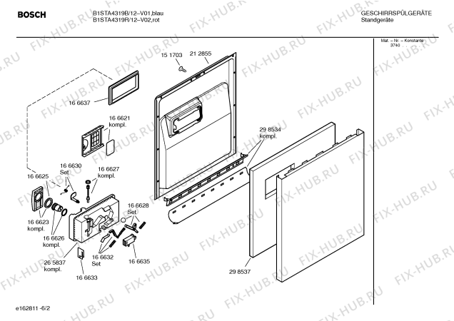 Взрыв-схема посудомоечной машины Bosch B1STA4319R - Схема узла 02