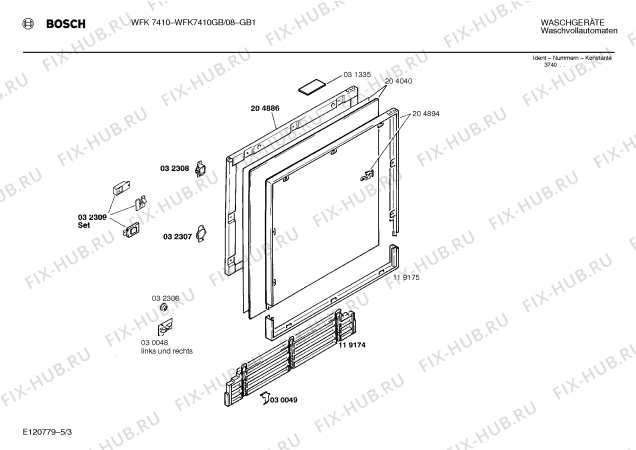 Схема №5 WFK7410GB WFK7410 с изображением Панель управления для стиралки Bosch 00281891