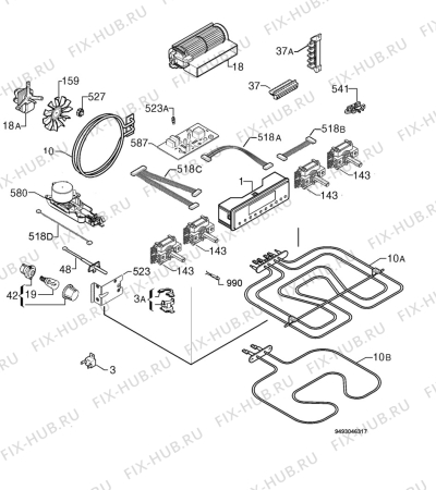 Взрыв-схема плиты (духовки) Privileg 00090858_61213 - Схема узла Electrical equipment 268