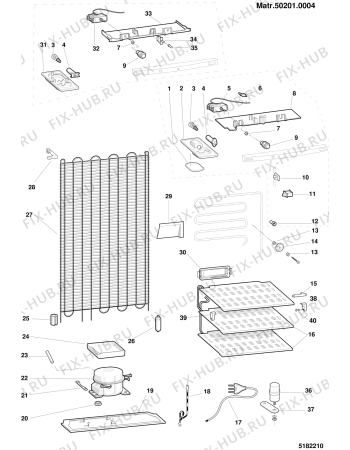 Взрыв-схема холодильника Ariston ERF351XEN1 (F016202) - Схема узла