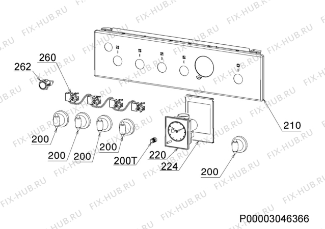 Взрыв-схема плиты (духовки) Zanussi ZCG560GL - Схема узла Command panel 037