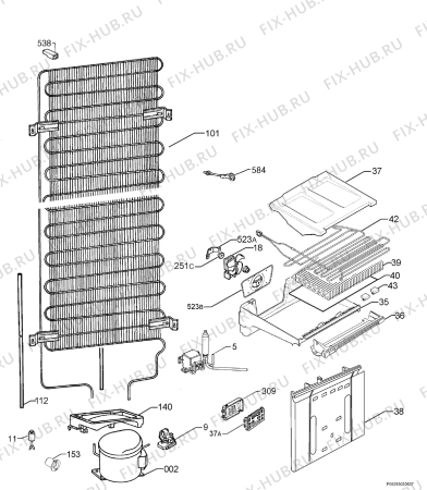 Взрыв-схема холодильника Electrolux ENA34351S - Схема узла Cooling system 017