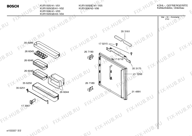 Схема №3 KUR1505GB с изображением Инструкция по эксплуатации для холодильной камеры Bosch 00524038