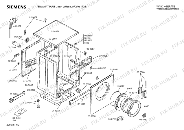 Схема №4 WH38800FG SIWAMAT PLUS 3880 с изображением Панель управления для стиральной машины Siemens 00273957