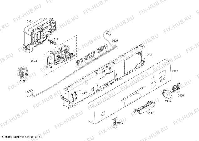 Схема №6 SHE53L05UC с изображением Панель управления для посудомоечной машины Bosch 00477605