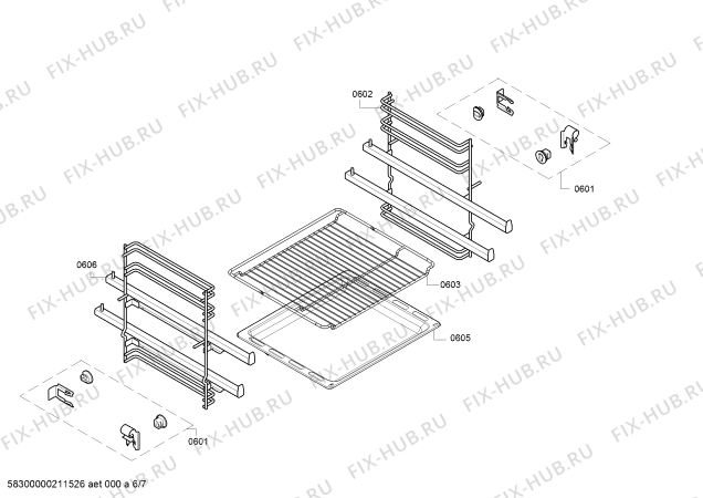 Взрыв-схема плиты (духовки) Bosch HWT591I60T - Схема узла 06