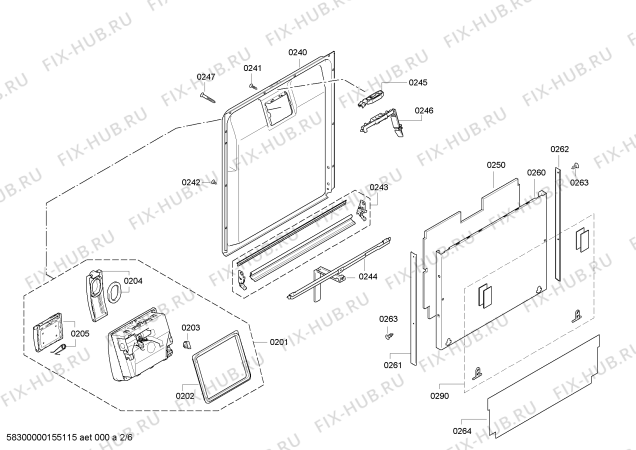 Взрыв-схема посудомоечной машины Bosch SBV65M00GB - Схема узла 02