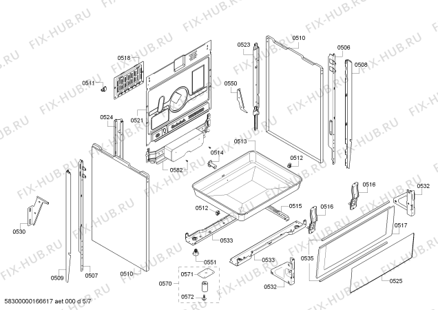 Взрыв-схема плиты (духовки) Bosch HCE854451A - Схема узла 05