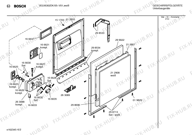 Взрыв-схема посудомоечной машины Bosch SGU6302DK - Схема узла 02