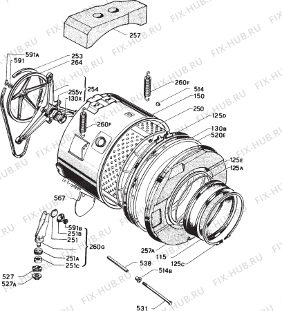 Взрыв-схема стиральной машины Privileg 028381 2 - Схема узла Functional parts 267