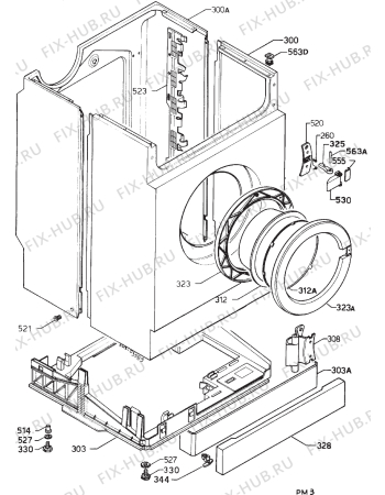 Взрыв-схема стиральной машины Electrolux WH3230 - Схема узла Cabinet + armatures