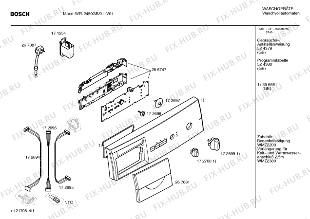 Схема №4 WFL2450GB WFL2450 с изображением Инструкция по установке и эксплуатации для стиралки Bosch 00524379