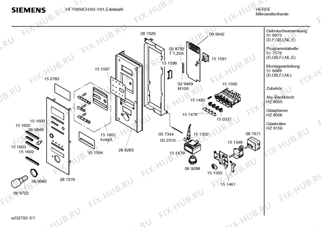 Схема №3 HF75955NL с изображением Передняя панель для свч печи Siemens 00288283