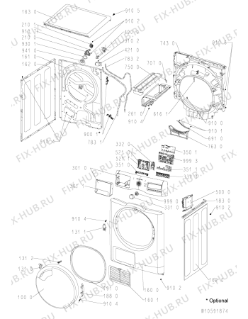 Схема №2 AZB 9772 с изображением Декоративная панель для стиральной машины Whirlpool 481010520106
