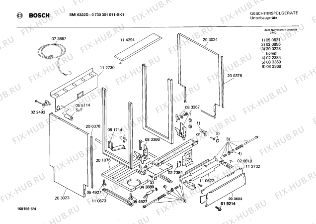 Взрыв-схема посудомоечной машины Bosch 0730301011 SMI6322D - Схема узла 04
