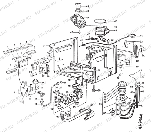 Взрыв-схема посудомоечной машины Electrolux BW320W - Схема узла Section 3