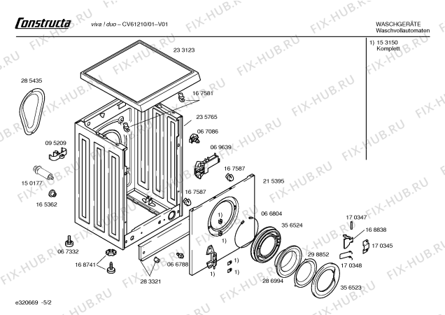 Взрыв-схема стиральной машины Constructa CV61210 VIVA! DUO - Схема узла 02