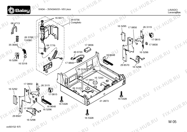 Взрыв-схема посудомоечной машины Balay 3VI434A VI434 - Схема узла 05