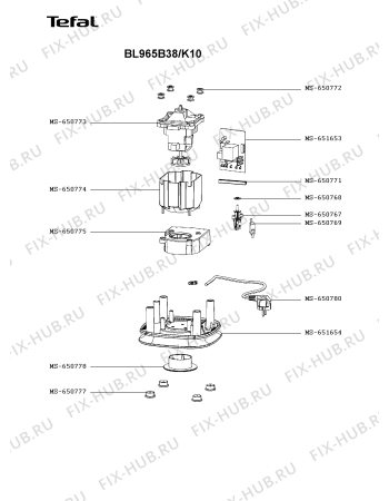 Схема №3 BL965B38/K10 с изображением Корпусная деталь для электроблендера Tefal MS-651654