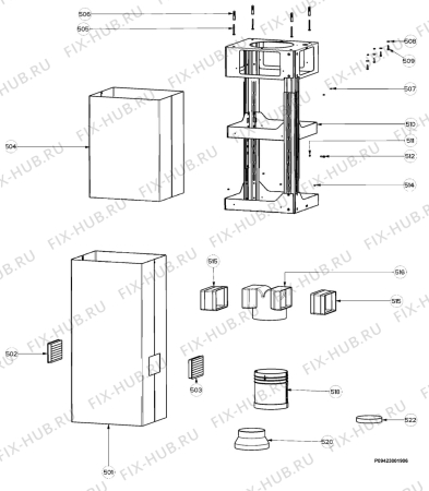 Взрыв-схема вытяжки Zanussi ZHC951ALU - Схема узла Section 4