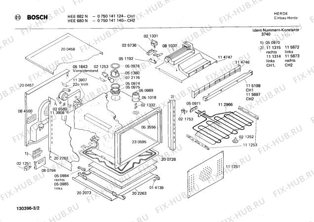Взрыв-схема плиты (духовки) Bosch 0750141140 HEE680N - Схема узла 02