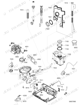 Схема №4 ADG 4500 с изображением Ручка регулировки (кнопка) для посудомоечной машины Whirlpool 482000009575