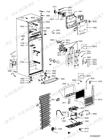 Взрыв-схема холодильника Whirlpool WBM 552 - Схема узла