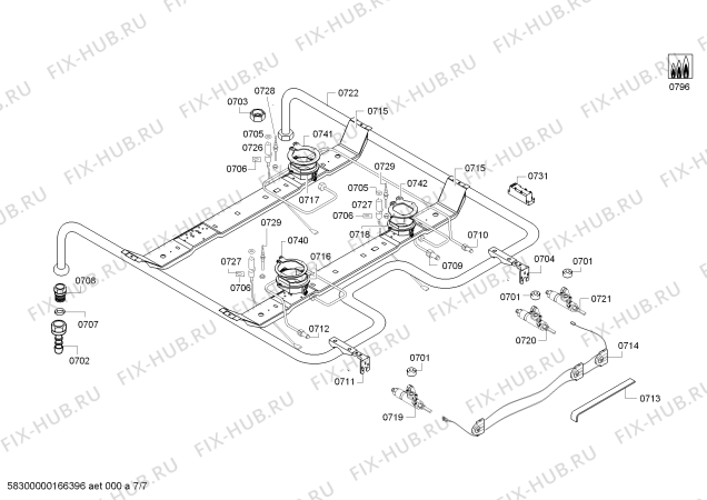 Схема №7 HGV44D120F с изображением Кабель для плиты (духовки) Bosch 00659855