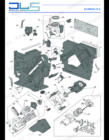 Взрыв-схема кофеварки (кофемашины) DELONGHI DINAMICA ECAM350.75.S  S11 - Схема узла 2