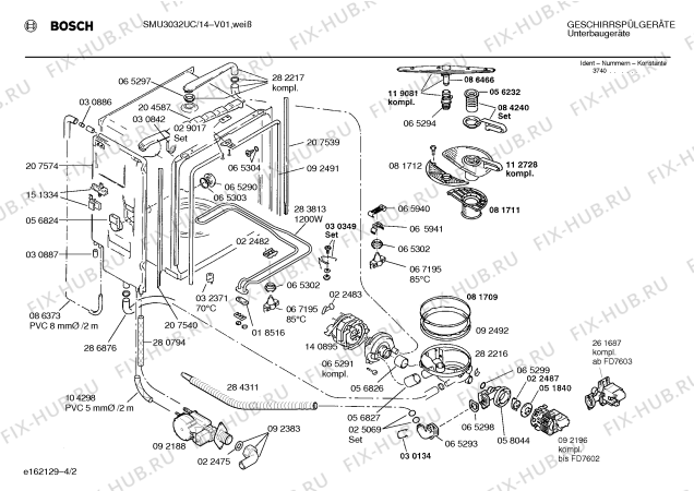 Взрыв-схема посудомоечной машины Bosch SMU3032UC - Схема узла 02