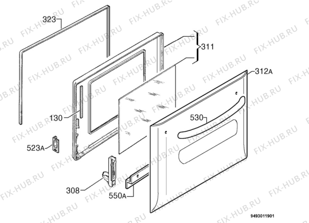 Взрыв-схема плиты (духовки) Electrolux BMS641XI - Схема узла Door 003