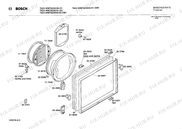 Схема №5 0728144081 T622 с изображением Панель для сушильной машины Bosch 00117528