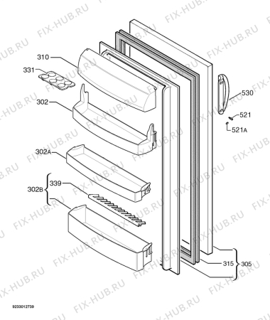Взрыв-схема холодильника Rosenlew RJS1540 - Схема узла Door 003