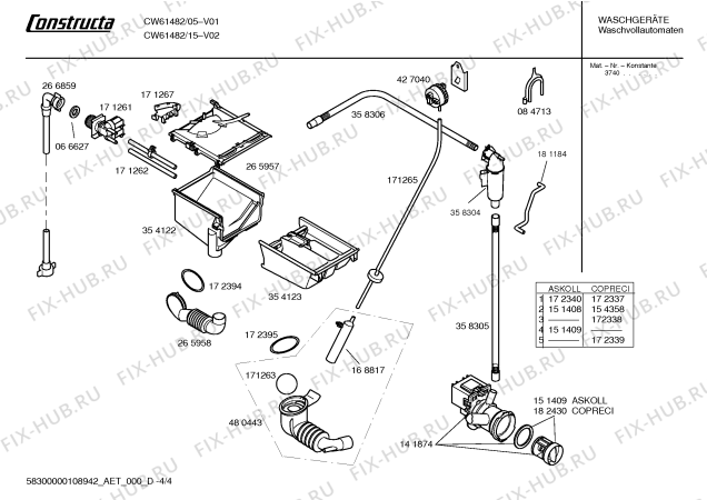 Схема №3 CW61482 Constructa energy 1400 S с изображением Инструкция по эксплуатации для стиралки Bosch 00596963