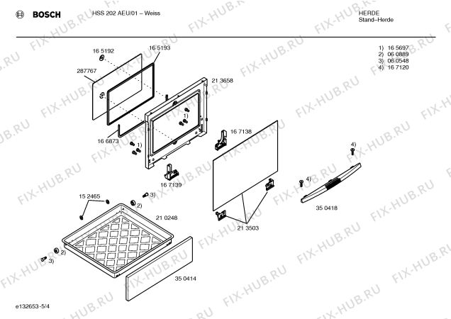 Взрыв-схема плиты (духовки) Bosch HSS202AEU - Схема узла 04