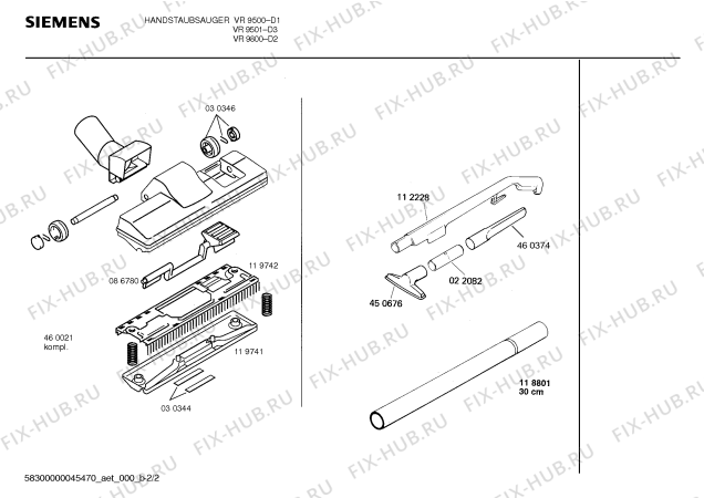 Схема №2 VR9800 с изображением Кнопка для мини-пылесоса Siemens 00021958