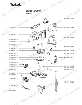 Взрыв-схема утюга (парогенератора) Tefal GV8110G8/23 - Схема узла EP002885.0P2