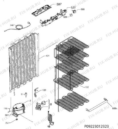 Взрыв-схема холодильника Aeg Electrolux A51600GSW0 - Схема узла Cooling system 017