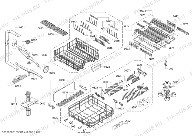 Взрыв-схема посудомоечной машины Bosch SMU69P15EU Platin Edition - Схема узла 06