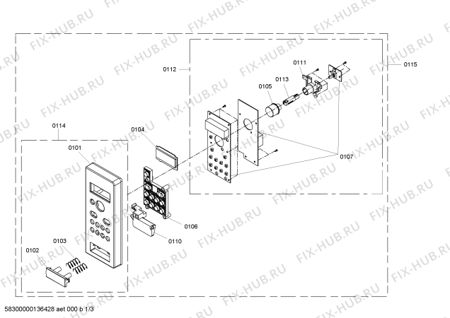 Схема №2 HMT84M421 с изображением Модуль управления для свч печи Bosch 00672568