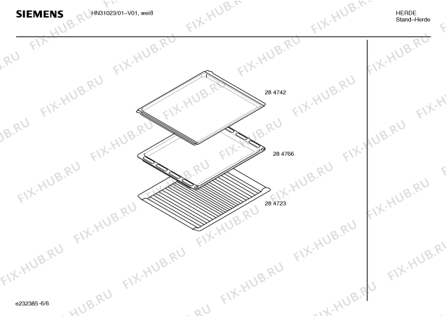 Взрыв-схема плиты (духовки) Siemens HN31023 - Схема узла 06