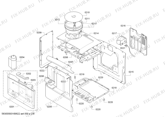 Взрыв-схема кофеварки (кофемашины) Siemens TE502206RW EQ.5 - Схема узла 02