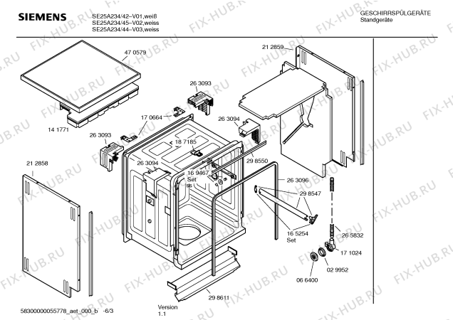 Схема №5 S4443W3EU с изображением Краткая инструкция для электропосудомоечной машины Bosch 00586284