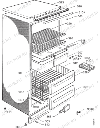 Взрыв-схема холодильника Tricity FD852A - Схема узла Housing 001